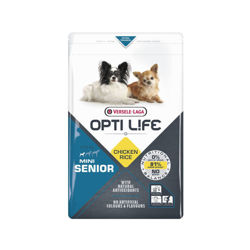 Croquettes Opti Life Mini Sénior au Poulet – Petit Chien 7 ans+, 2,5 kg