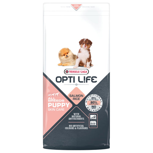 Croquettes Opti Life Chiot Peau Sensible au Saumon – 2,5 kg