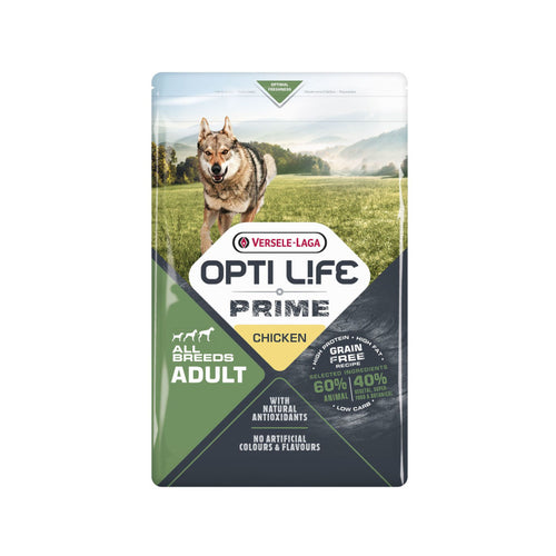 Croquettes Opti Life Prime au Poulet – Sans Céréales, Toutes Races