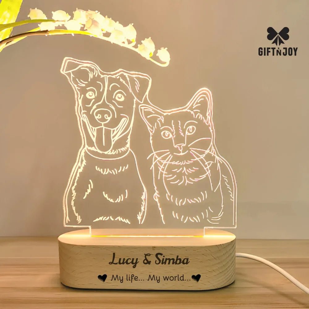 Custom Dog Photo Night Light Dog Memorial Gifts Light Up Pet Memorial Plaque Custom Photo Gift Personalized Gift for Pet Loss - Trufféo