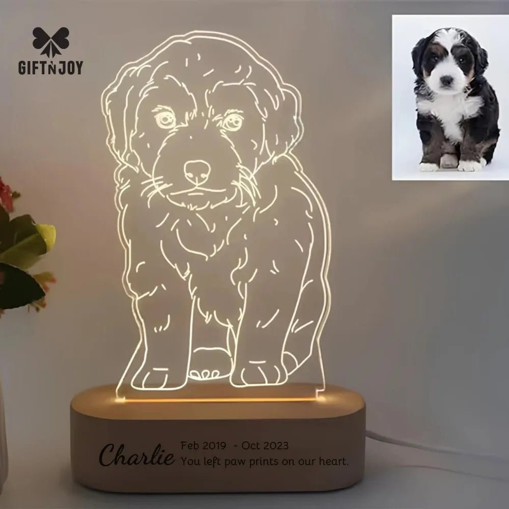 Custom Dog Photo Night Light Dog Memorial Gifts Light Up Pet Memorial Plaque Custom Photo Gift Personalized Gift for Pet Loss - Trufféo