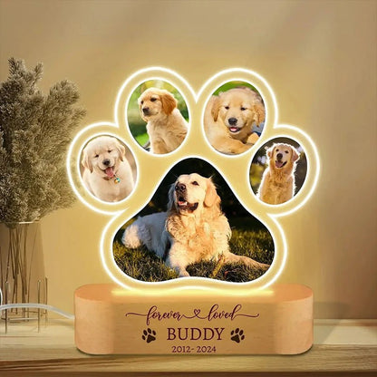 Custom Dog Photo Night Light Dog Memorial Gifts Light Up Pet Memorial Plaque Custom Photo Gift Personalized Gift for Pet Loss - Trufféo
