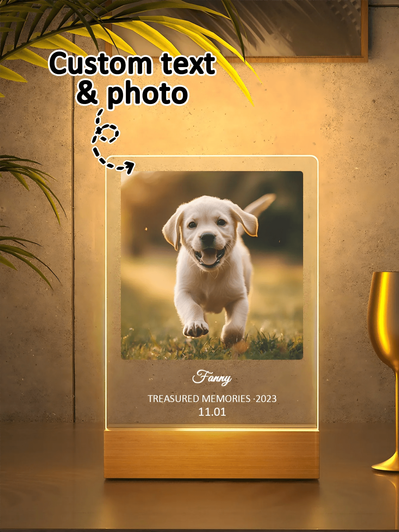 Custom Pet Memorial Nightlight, custom pet Name and date tag, Pet Photo with text Light, Pet Memorial Stand, Pet Gift, Lost Cat - Trufféo