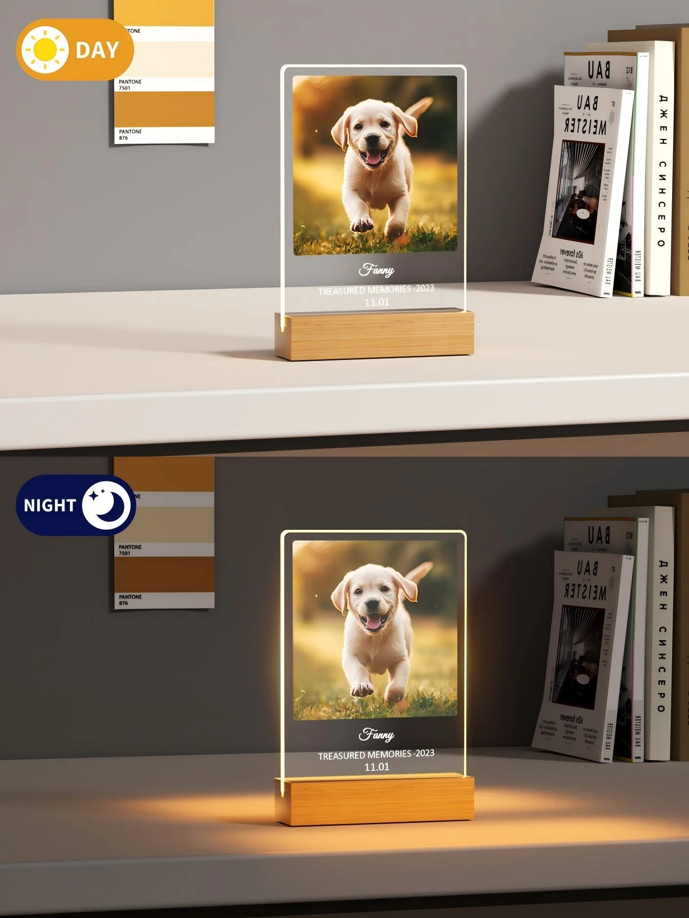 Custom Pet Memorial Nightlight, custom pet Name and date tag, Pet Photo with text Light, Pet Memorial Stand, Pet Gift, Lost Cat - Trufféo