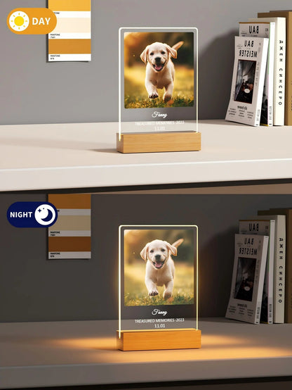 Custom Pet Memorial Nightlight, custom pet Name and date tag, Pet Photo with text Light, Pet Memorial Stand, Pet Gift, Lost Cat - Trufféo