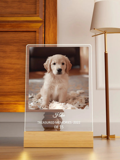 Custom Pet Memorial Nightlight, custom pet Name and date tag, Pet Photo with text Light, Pet Memorial Stand, Pet Gift, Lost Cat - Trufféo