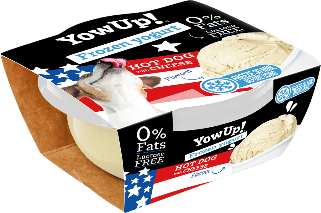 YowUp ! Yaourt glacé pour chiens et chats saveur hot dog au fromage