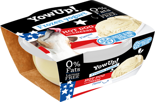 YowUp ! Yaourt glacé pour chiens et chats saveur hot dog au fromage