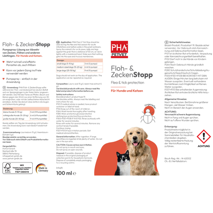 PHA spray anti-puces et tiques pour chiens et chats 100 ml Kauartikel.com GmbH