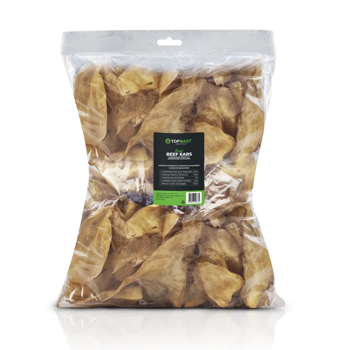 Oreilles de bœuf séchées – Friandise naturelle pour chien - 100 pièces TOPMAST
