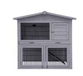 Clapier en Bois Topmast 2 Étages 101 x 55 x 100 cm - Gris Blanchi