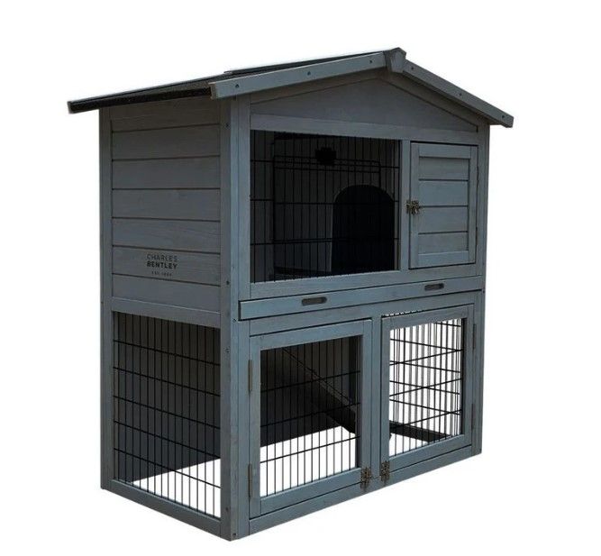 Topmast Konijnenhok hout  101 X 55 X 100 CM grey washed
