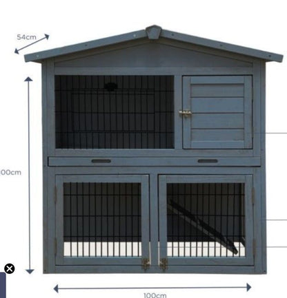 Topmast Konijnenhok hout  101 X 55 X 100 CM grey washed