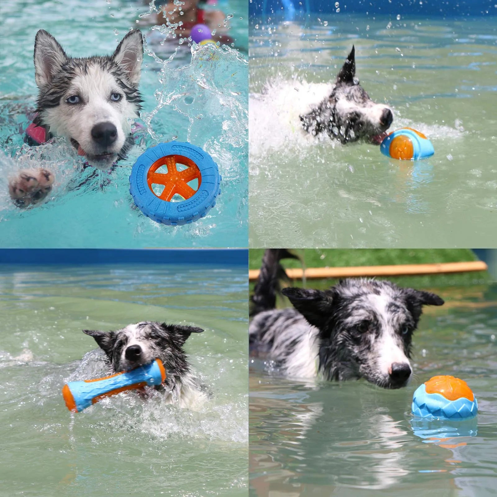Dog Chew Toys Ball Interactive Pool Play Floating Bite Resistant Squeaky Rubbe Fidget Toy Supplies Product for Small Large Dogs