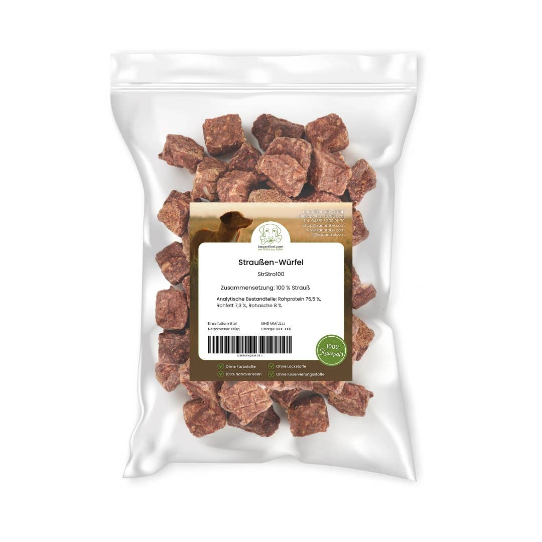 Cubes d'autruche sans conservateurs