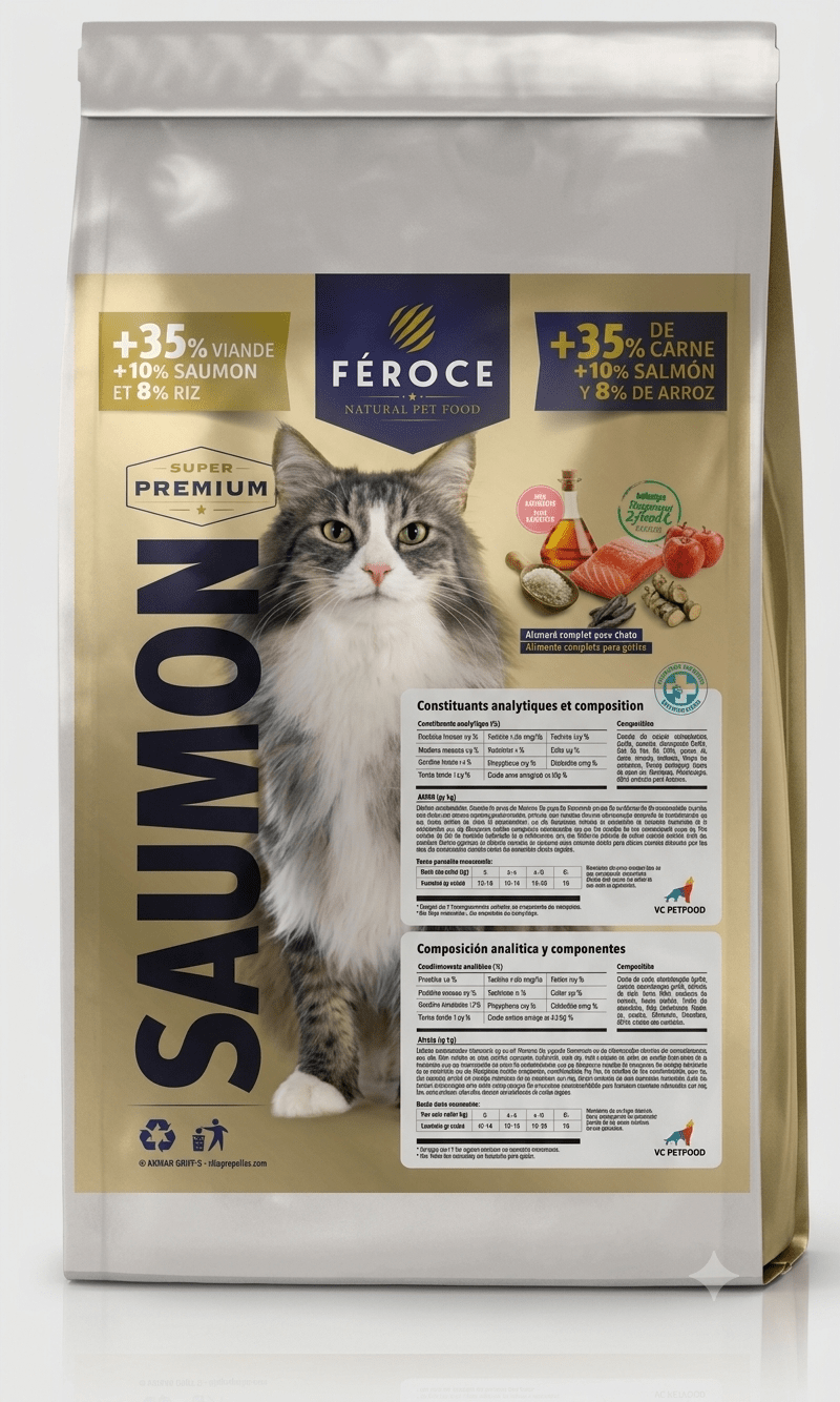Féroce Saumon Super Premium – Peau & pelage – Croquettes pour chats - Trufféo