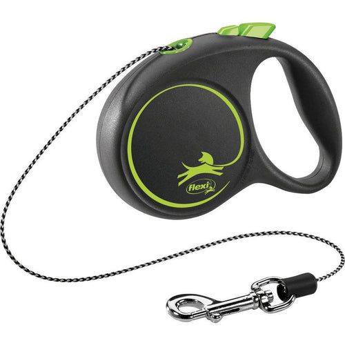 Laisse à enrouleur Black Design - Cordon Noir & Vert