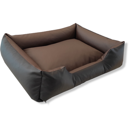 Topmast Lounge Sofa - Leatherlook Hondenmand - Zwart & Bruin - 100 x 80 cm