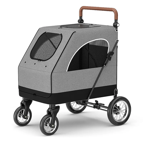 Poussette pour chien grande taille – Confort & mobilité (jusqu’à 40 kg) - Gris