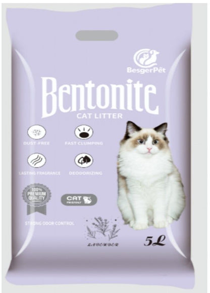 Besger Pet Kattenbakvulling Bentoniet Lavendel – 5 liter - Super Absorberend & Stofarm