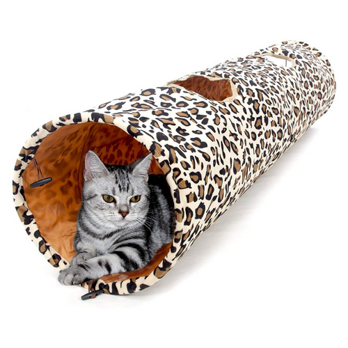 Tunnel de Jeu Leopard pour Chat - 120 x 25 cm
