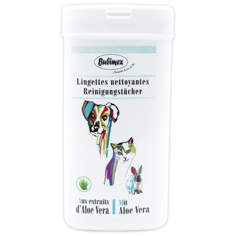 Lingettes nettoyantes Bubimex a l'Aloe Vera chien chat boite 30