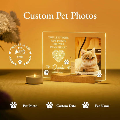Personalized Custom Pet Photo Frame 3D Acrylic Lamp Customized Dog Cat Memorial Photo Frame Pet Sympathy Gifts LED Night Light - Trufféo