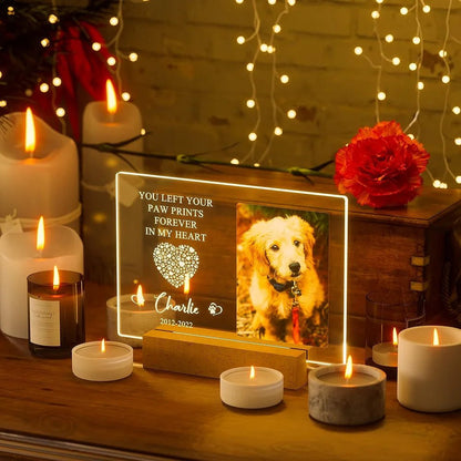 Personalized Custom Pet Photo Frame 3D Acrylic Lamp Customized Dog Cat Memorial Photo Frame Pet Sympathy Gifts LED Night Light - Trufféo