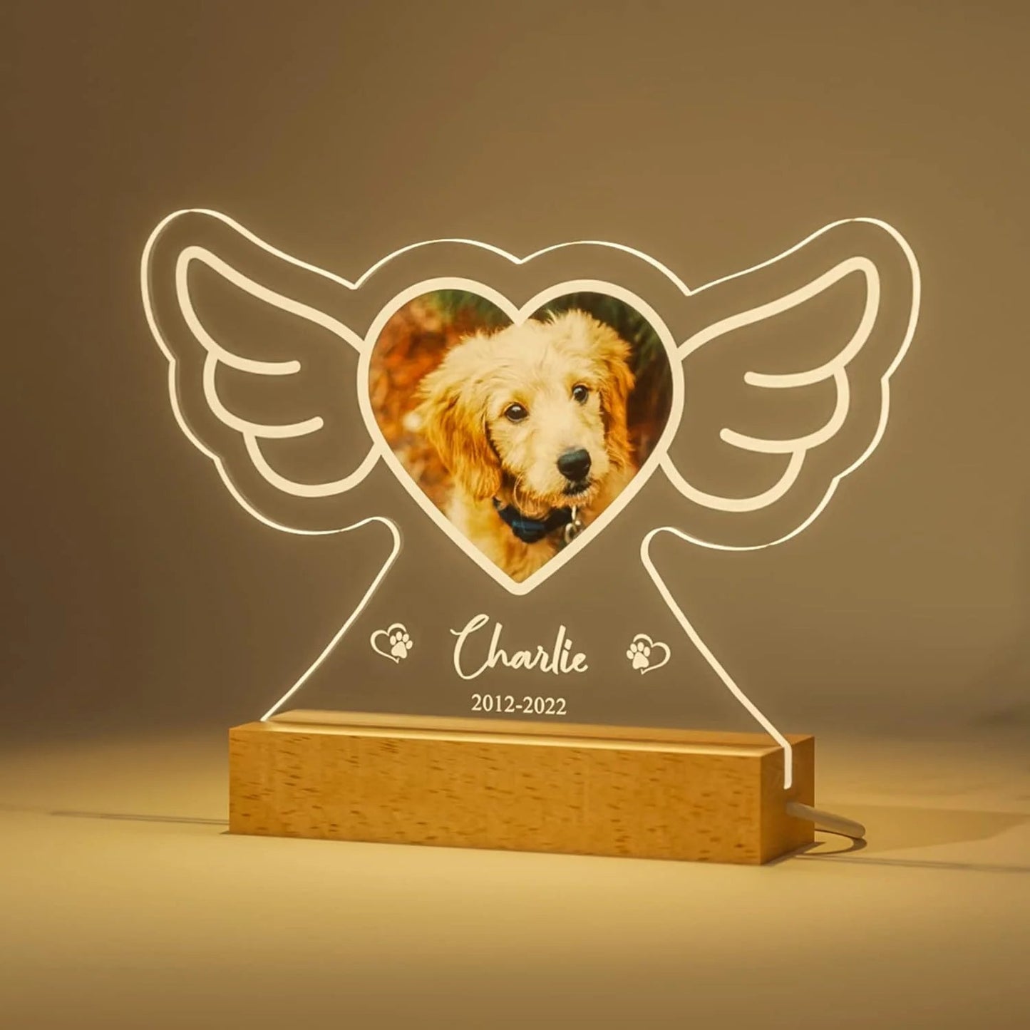 Personalized Custom Pet Photo Frame 3D Acrylic Lamp Customized Dog Cat Memorial Photo Frame Pet Sympathy Gifts LED Night Light - Trufféo