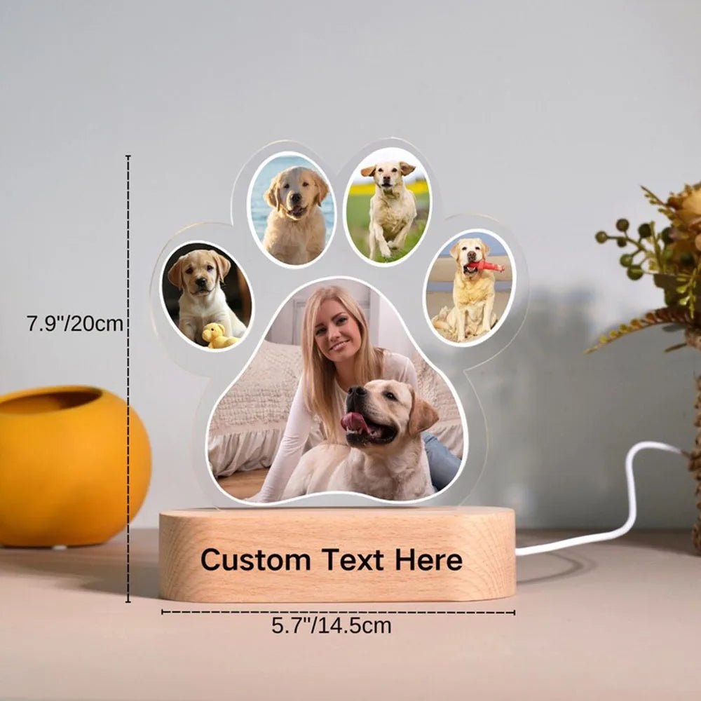 Personalized Dog Cat Pet Photo Night Light Custom Acrylic USB LED Lamp Animal Picture Decorative Lighting Sentimental Keepsake - Trufféo