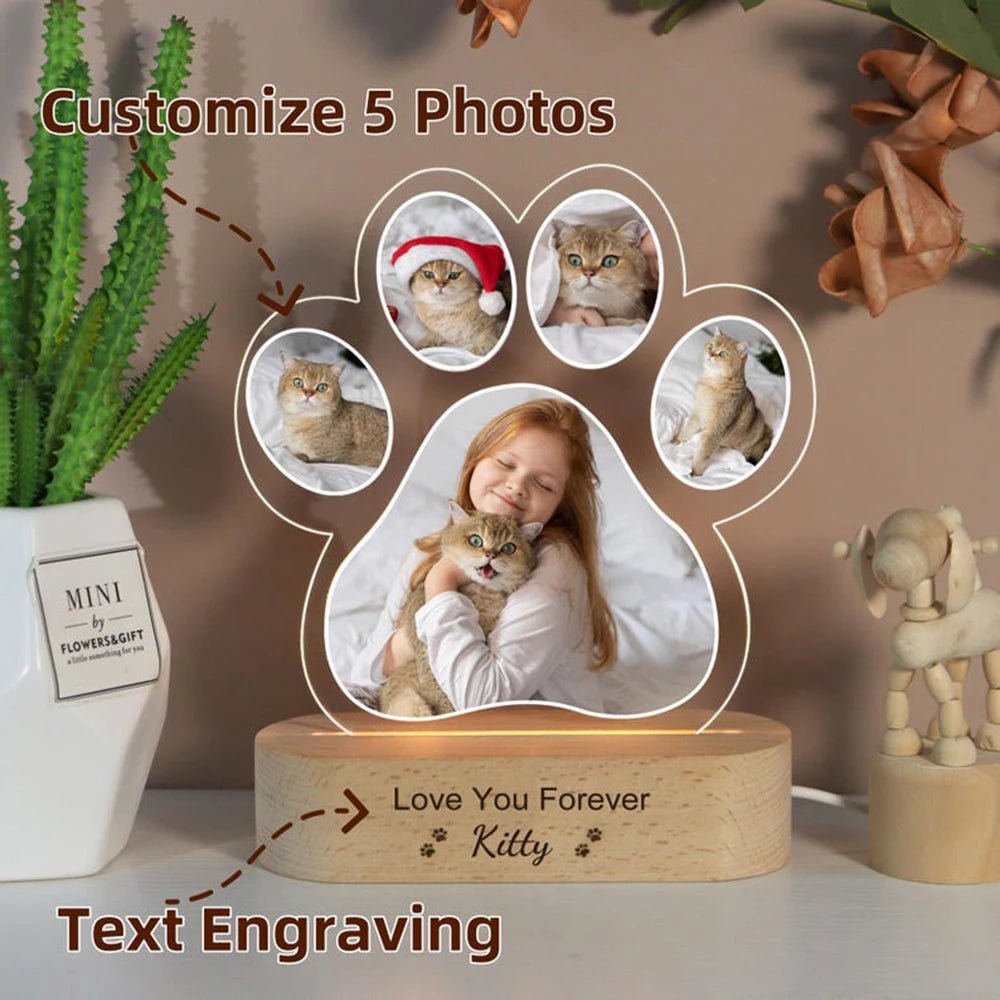 Personalized Dog Cat Pet Photo Night Light Custom Acrylic USB LED Lamp Animal Picture Decorative Lighting Sentimental Keepsake - Trufféo