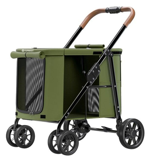 Poussette pour chien Topmast Free Life vert olive - Jusqu'à 25 kg