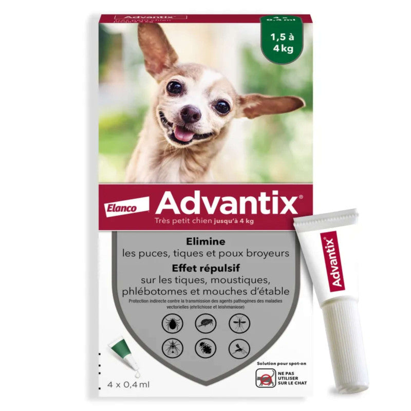 Pipettes Advantix pour Chien – Antiparasitaire Puces, Tiques, Moustiques (4 pipettes) Trufféo