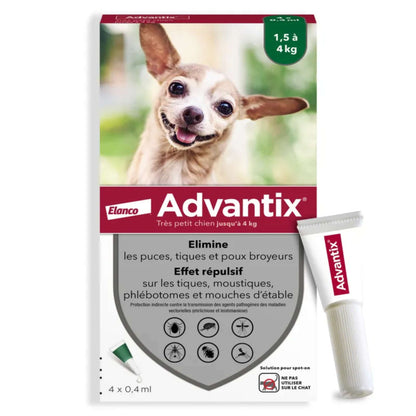 Pipettes Advantix pour Chien – Antiparasitaire Puces, Tiques, Moustiques (4 pipettes) Trufféo
