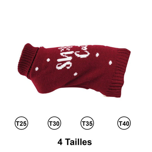 Pull Snow Cute bordeaux pour chien – Doogy Classic