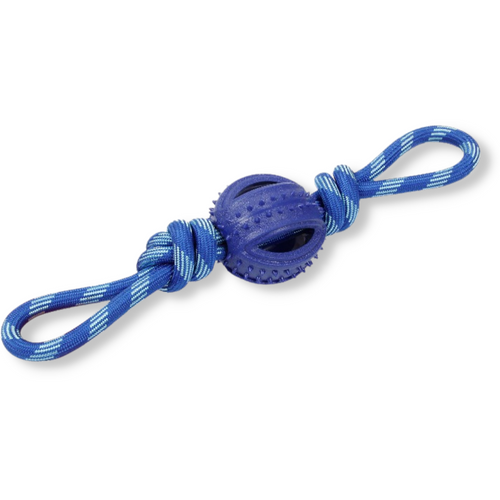 Rubber Tug Ball - Double Handle - 35 cm Blue & White