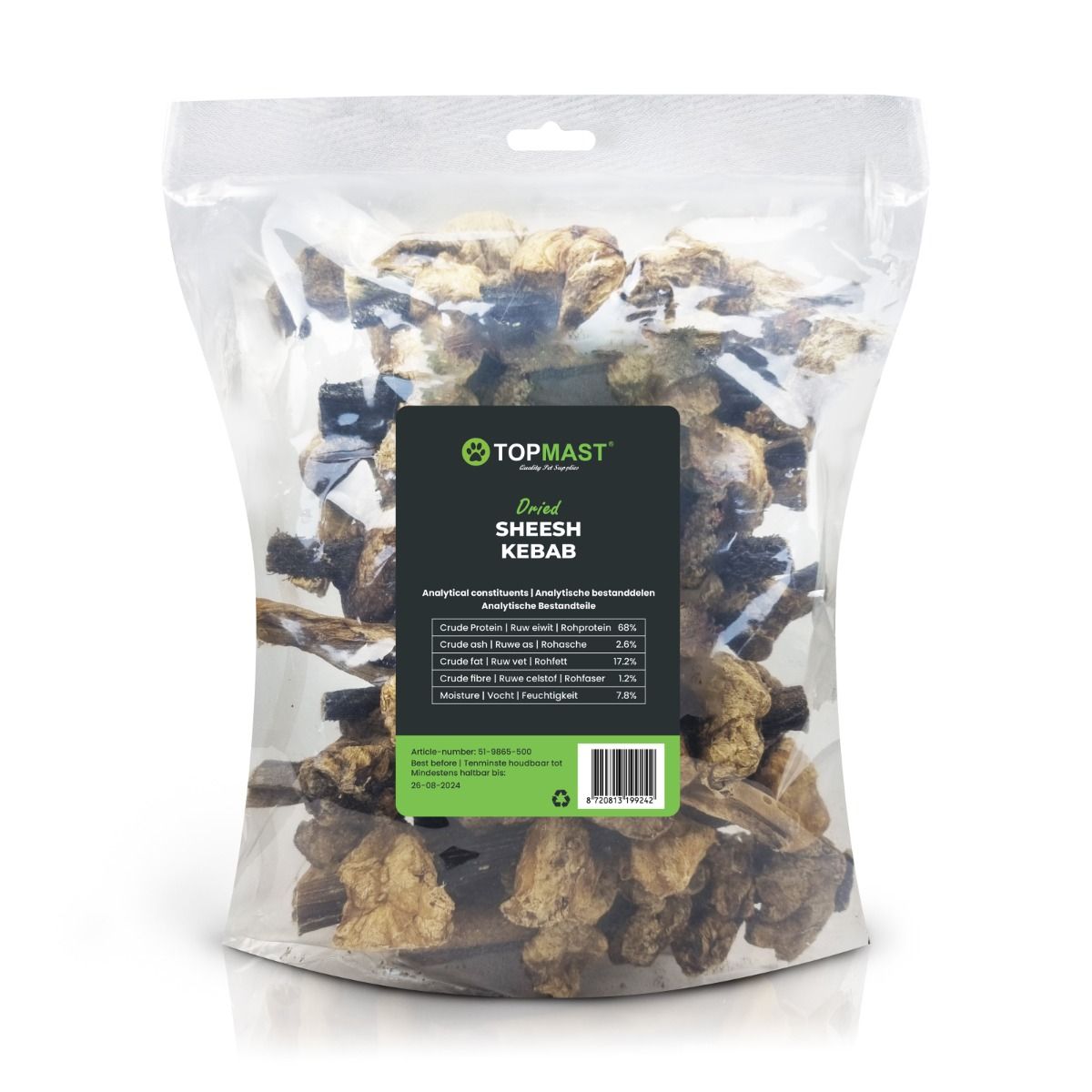 Sheesh Kebab – Friandise naturelle séchée pour chien 500g TOPMAST