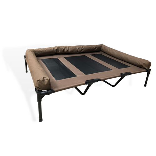 Lit surélevé lounge XXL pour chien Topmast – Marron avec rebord de protection – 122 x 91 cm