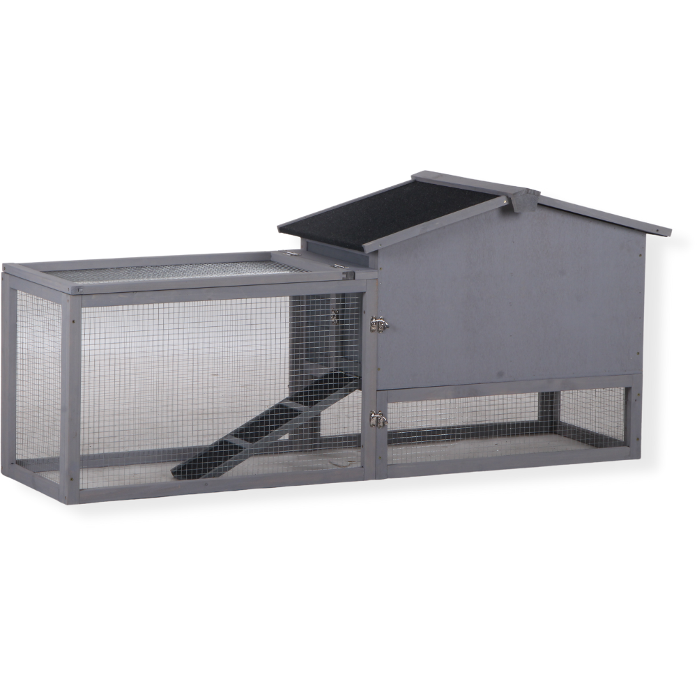 Topmast Konijnenhok Sunshine - Met Ren - Voor Buiten - Grey Washed Wood 156 x 52 x 68 cm