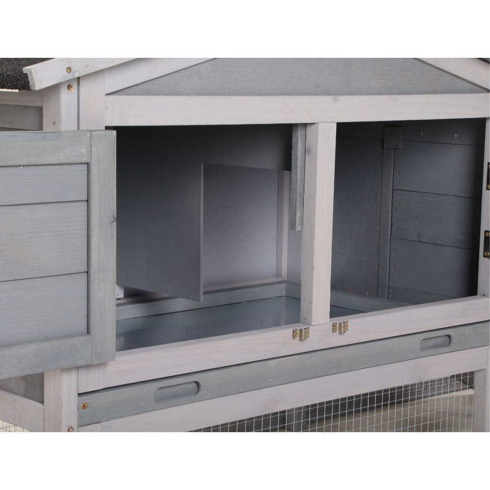 Topmast Konijnenhok Sunshine - Met Ren - Voor Buiten - Grey Washed Wood 156 x 52 x 68 cm