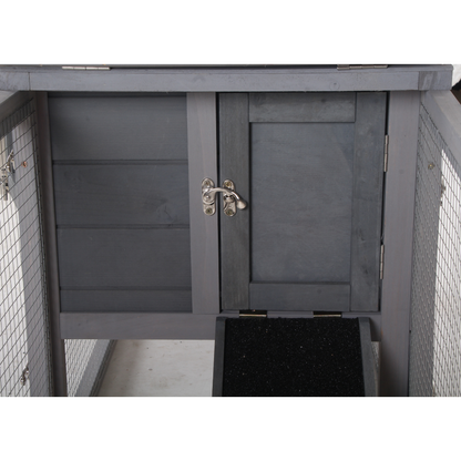 Topmast Konijnenhok Sunshine - Met Ren - Voor Buiten - Grey Washed Wood 156 x 52 x 68 cm