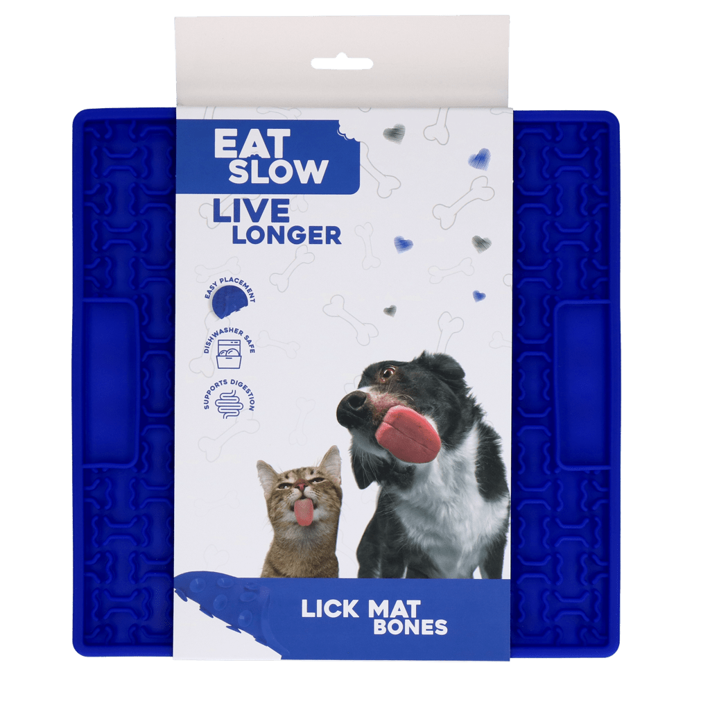 Tapis de léchage Eat Slow Live Longer — Motif Os, 21 x 21 cm - La Meute Trufféo