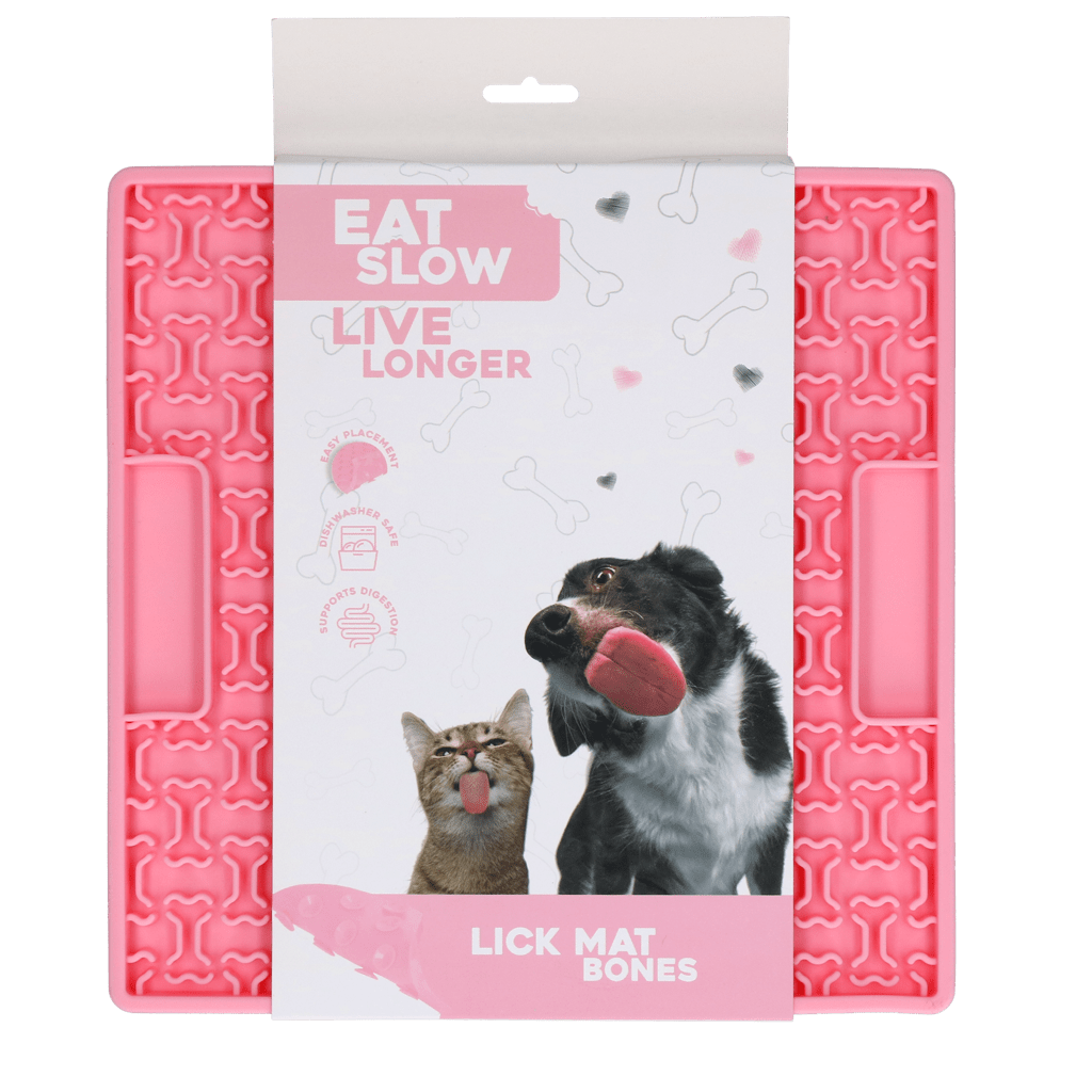 Tapis de léchage Eat Slow Live Longer — Motif Os, 21 x 21 cm - La Meute Trufféo