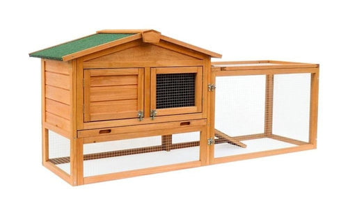Clapier pour lapins Sunshine – Confort & sécurité avec enclos intégré - Bois - Extérieur