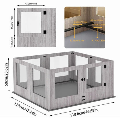Tempered Glass Pet Whelping Box with Waterproof Fertility Pad Dog Playpen Exercise Cage for Puppies - Trufféo