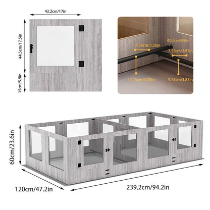 Tempered Glass Pet Whelping Box with Waterproof Fertility Pad Dog Playpen Exercise Cage for Puppies - Trufféo