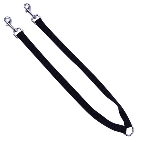 Topmast Laisse Double - Noir - Nylon Durable - Pour 2 Chiens