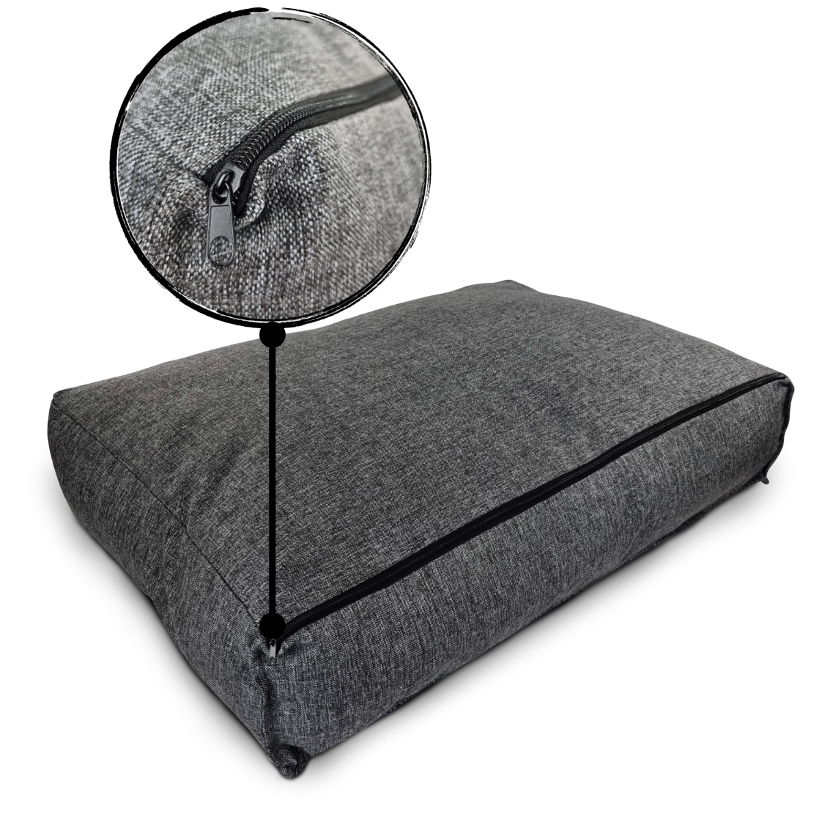 Coussin pour chien Topmast Riva - Matelas extra épais 27 cm - Anthracite - Garnissage orthopédique en silicone TOPMAST