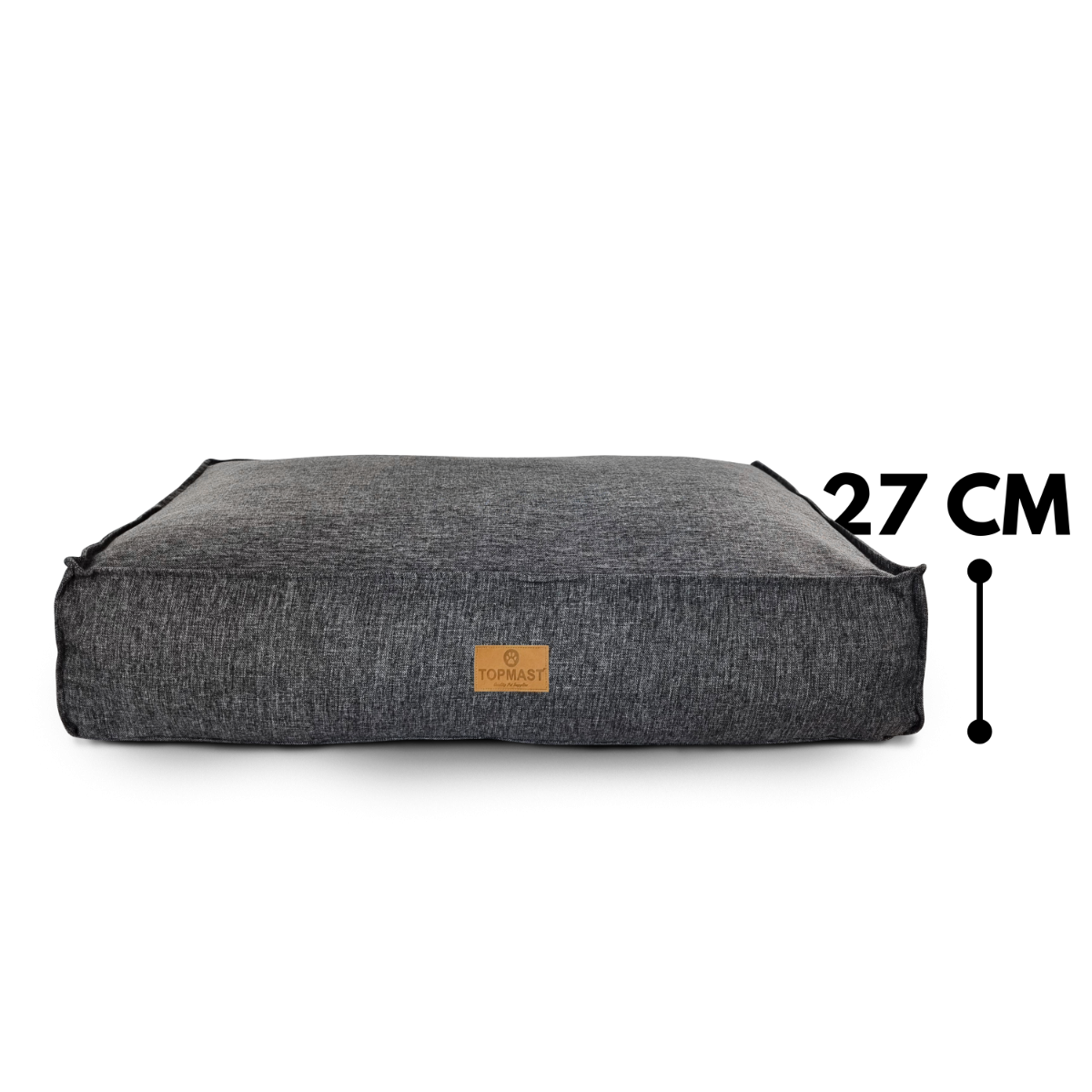 Coussin pour chien Topmast Riva - Matelas extra épais 27 cm - Anthracite - Garnissage orthopédique en silicone TOPMAST