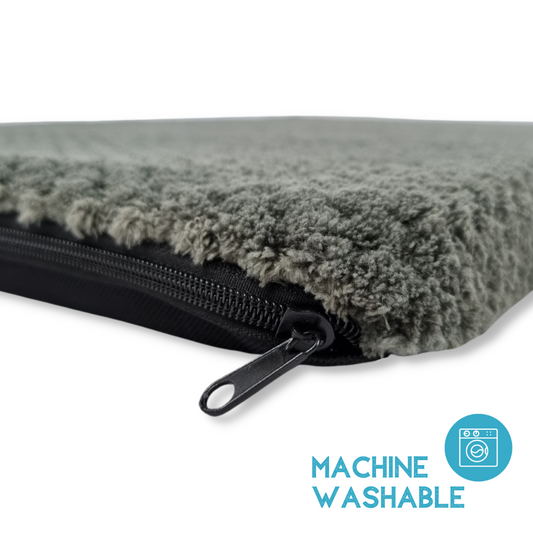 🐾 Coussin Topmast en fausse fourrure jacquard grise